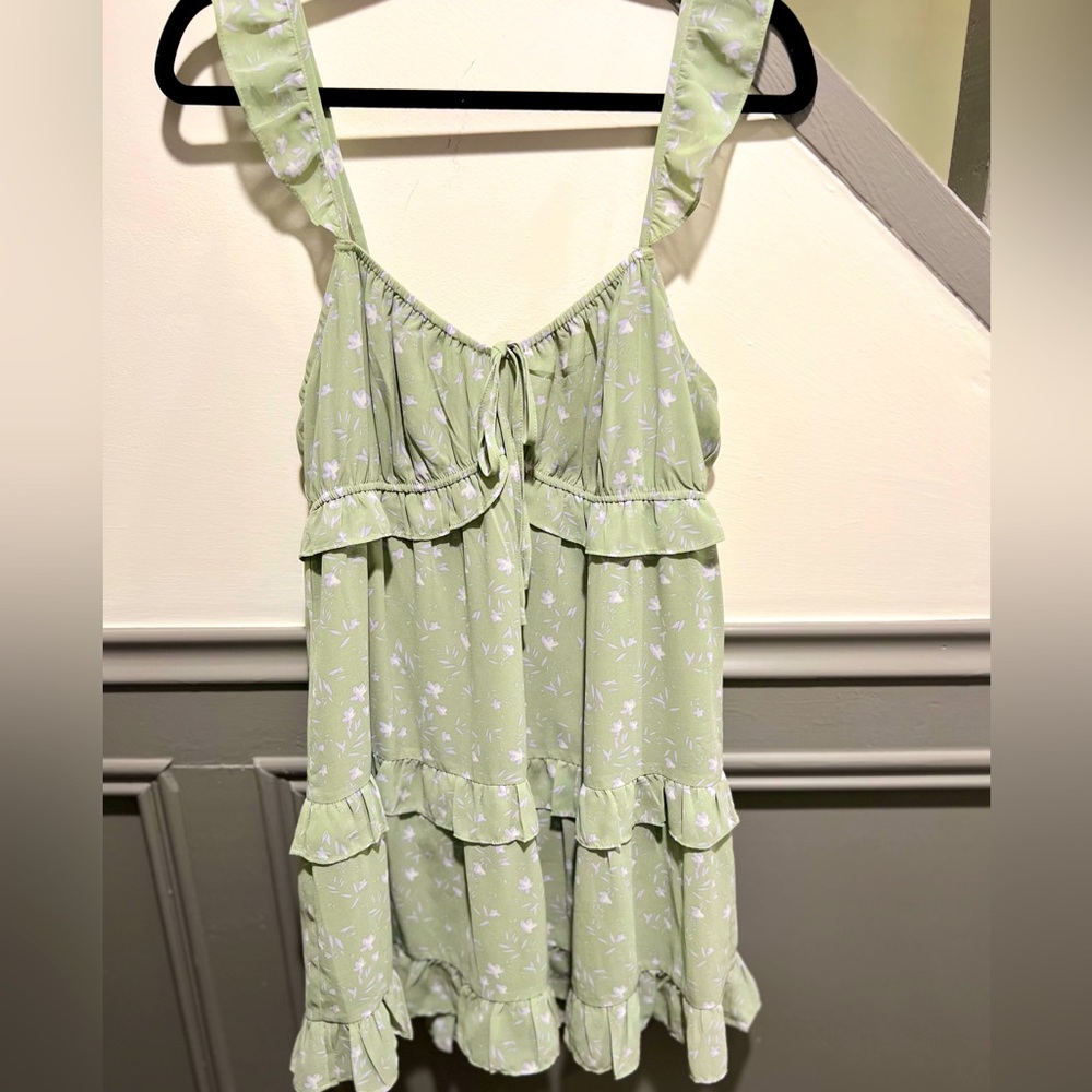 Altar’d State Green & White Floral Dress